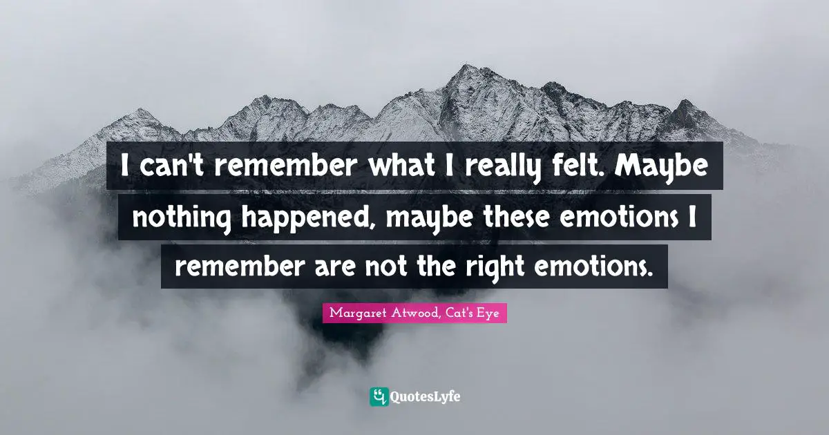 I can't remember what I really felt. Maybe nothing happened, maybe these emotions I remember are not the right emotions.