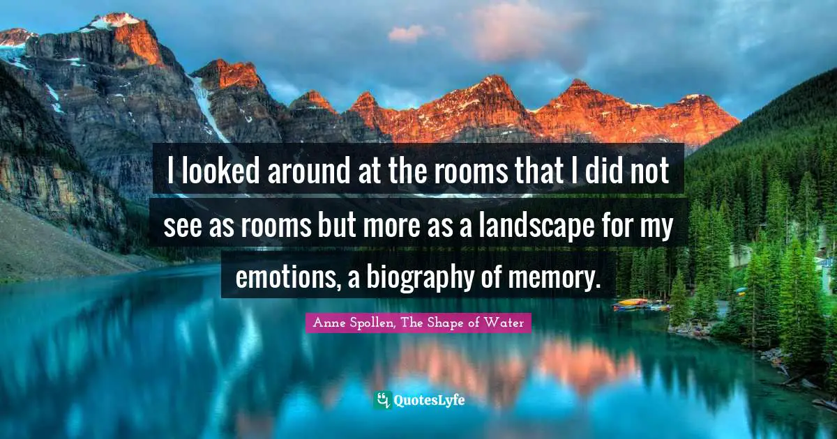 I looked around at the rooms that I did not see as rooms but more as a landscape for my emotions, a biography of memory.