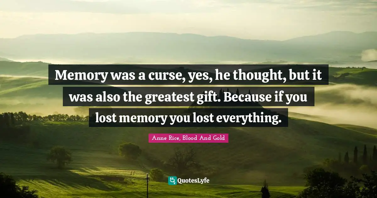 Memo﻿ry was a curse, yes, he thought, but it was also the greatest gift. Because if you lost memory you lost everything.