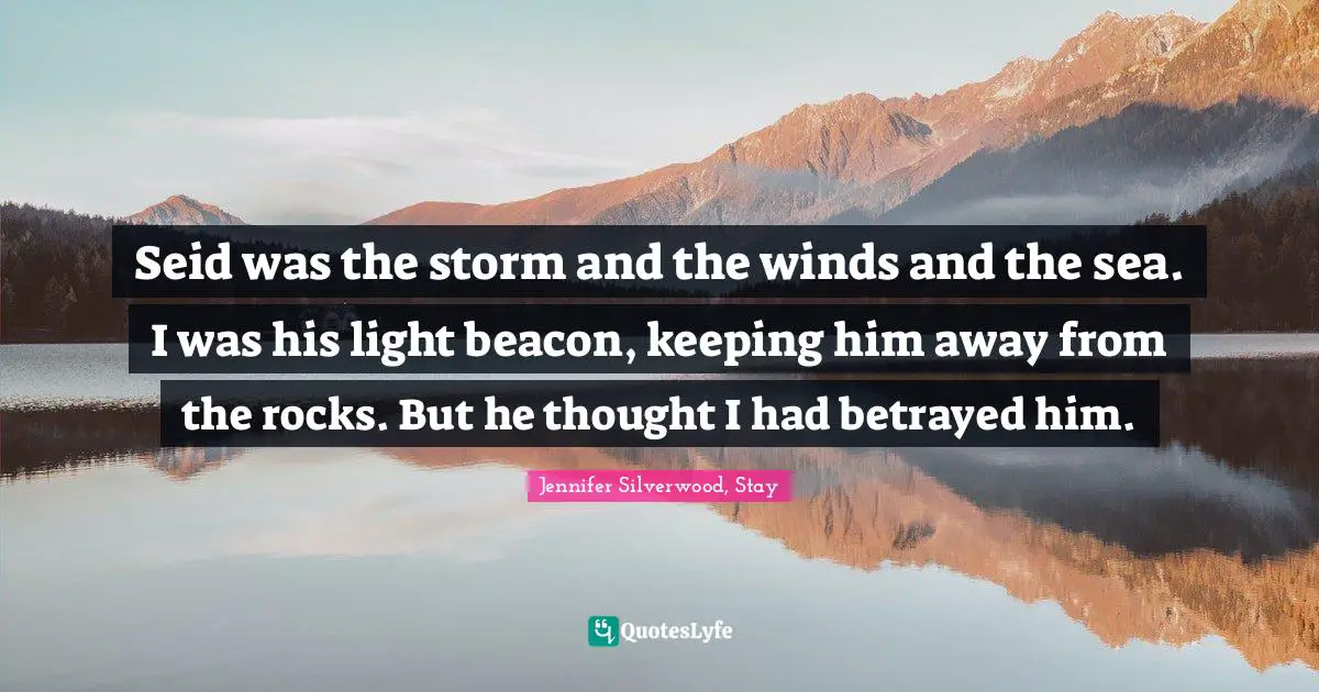 Seid was the storm and the winds and the sea. I was his light beacon, keeping him away from the rocks. But he thought I had betrayed him.