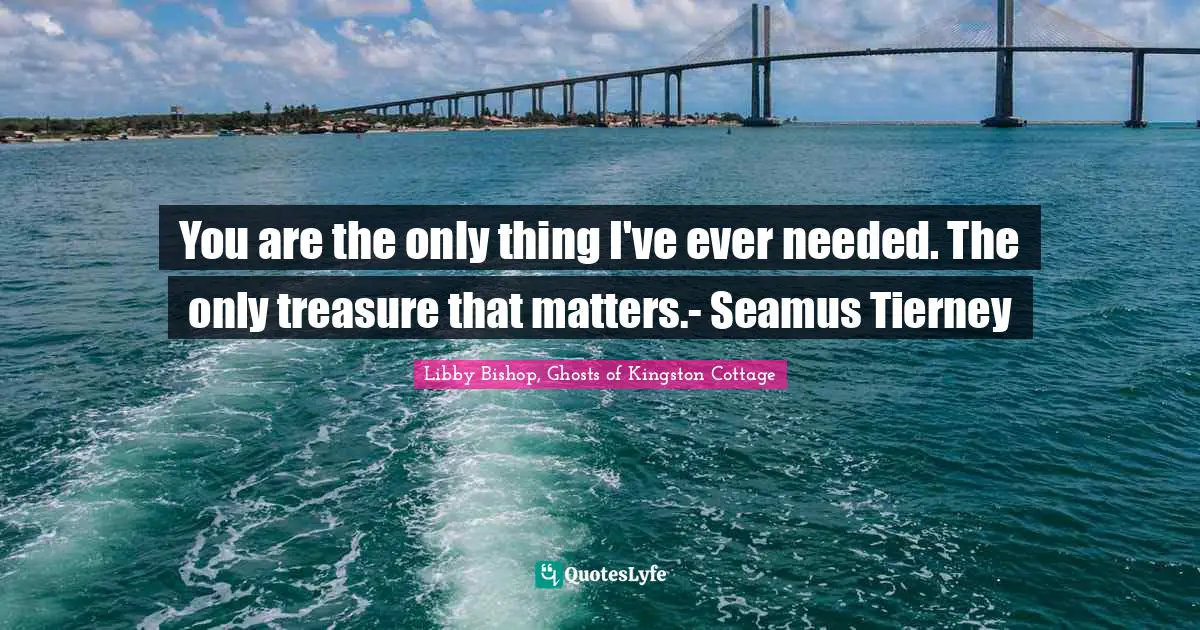 You are the only thing I've ever needed. The only treasure that matters.- Seamus Tierney