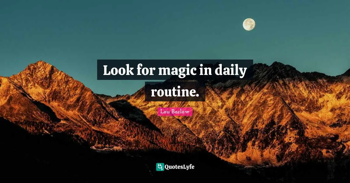Look for magic in daily routine.