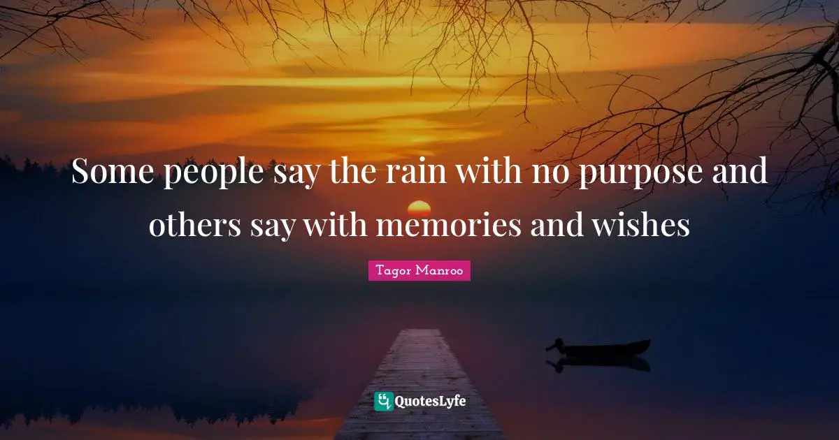Some people say the rain with no purpose and others say with memories and wishes
