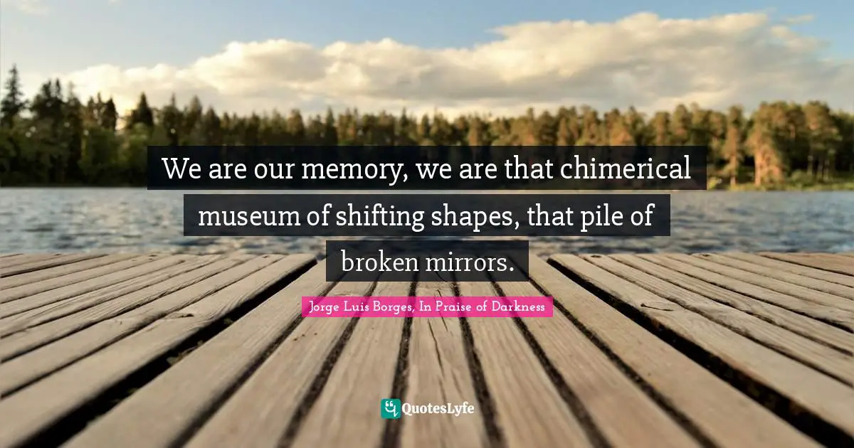 We are our memory, we are that chimerical museum of shifting shapes, that pile of broken mirrors.