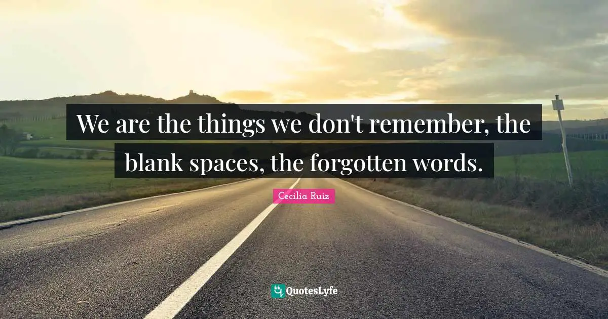 We are the things we don't remember, the blank spaces, the forgotten words.