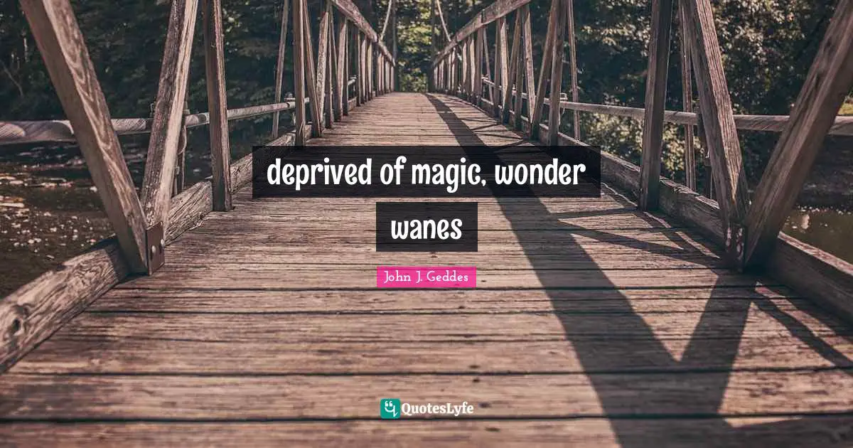 John J. Geddes Quotes: "deprived of magic, wonder wanes"