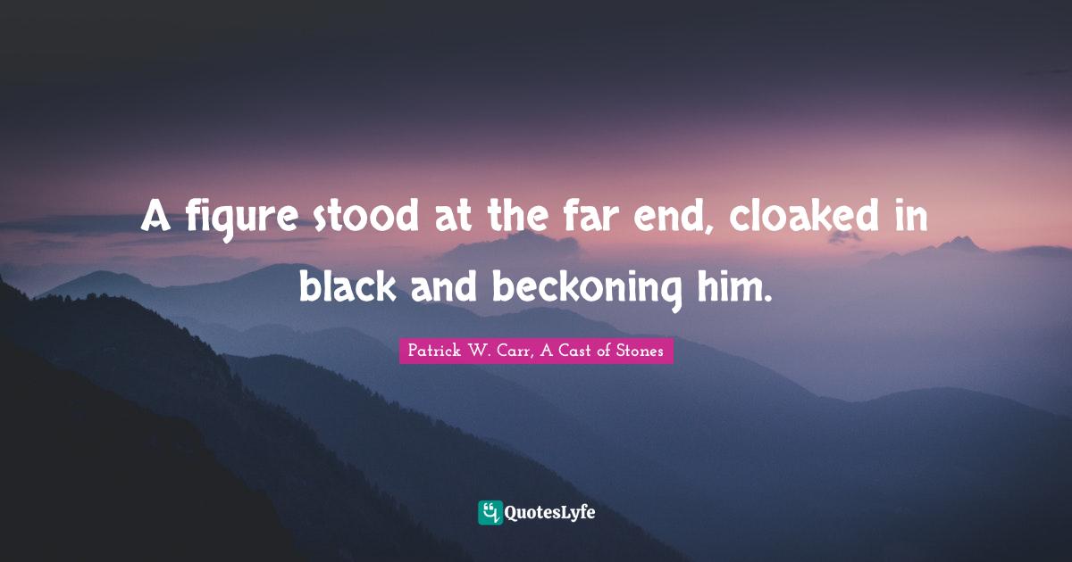 Fantasy Fiction Quotes: "A figure stood at the far end, cloaked in black and beckoning him."