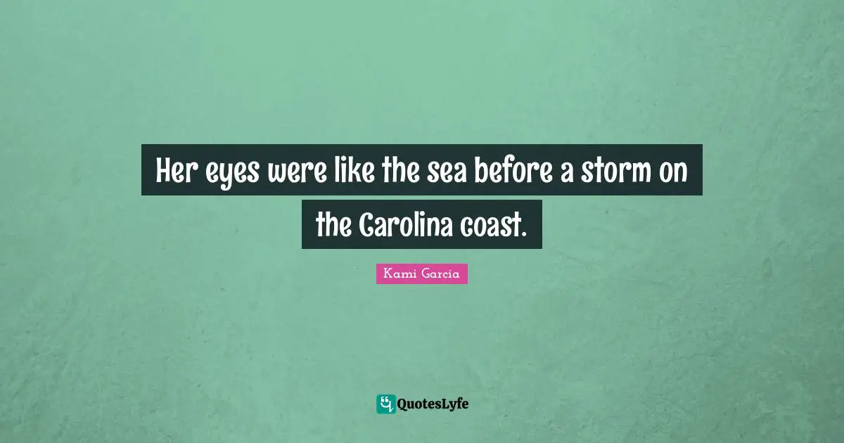 Her eyes were like the sea before a storm on the Carolina coast.
