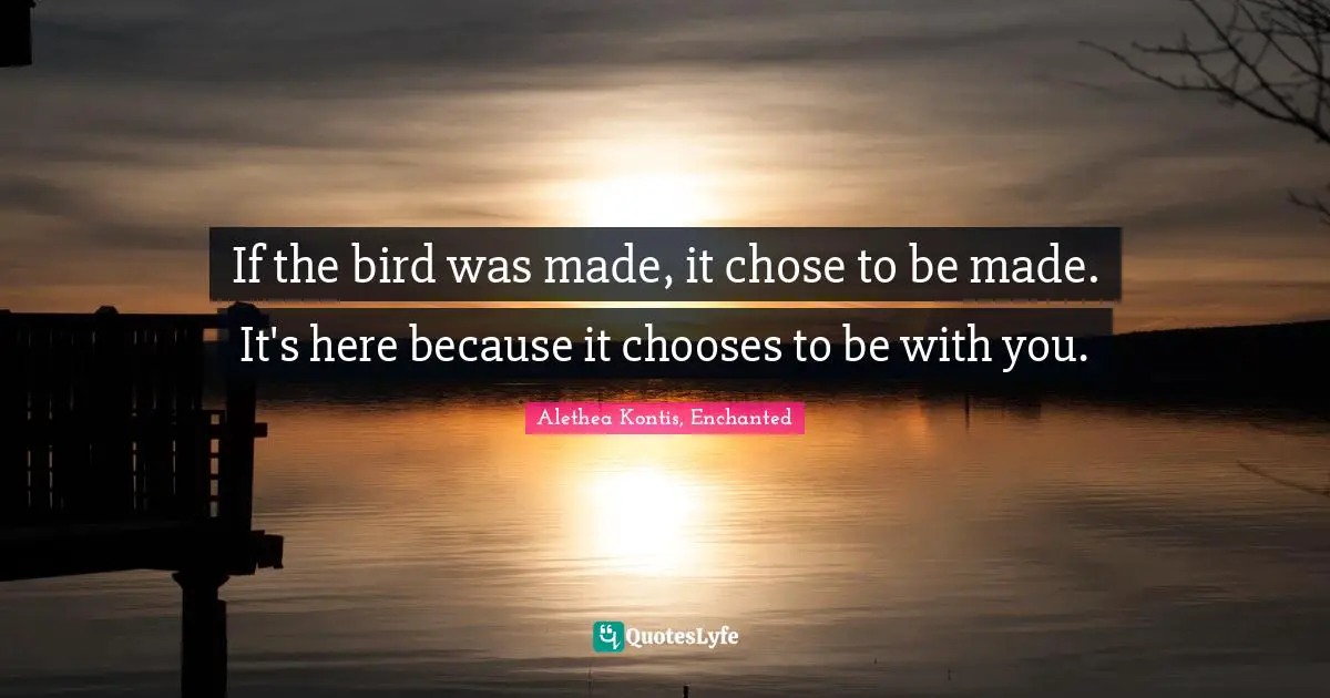 If the bird was made, it chose to be made. It's here because it chooses to be with you.