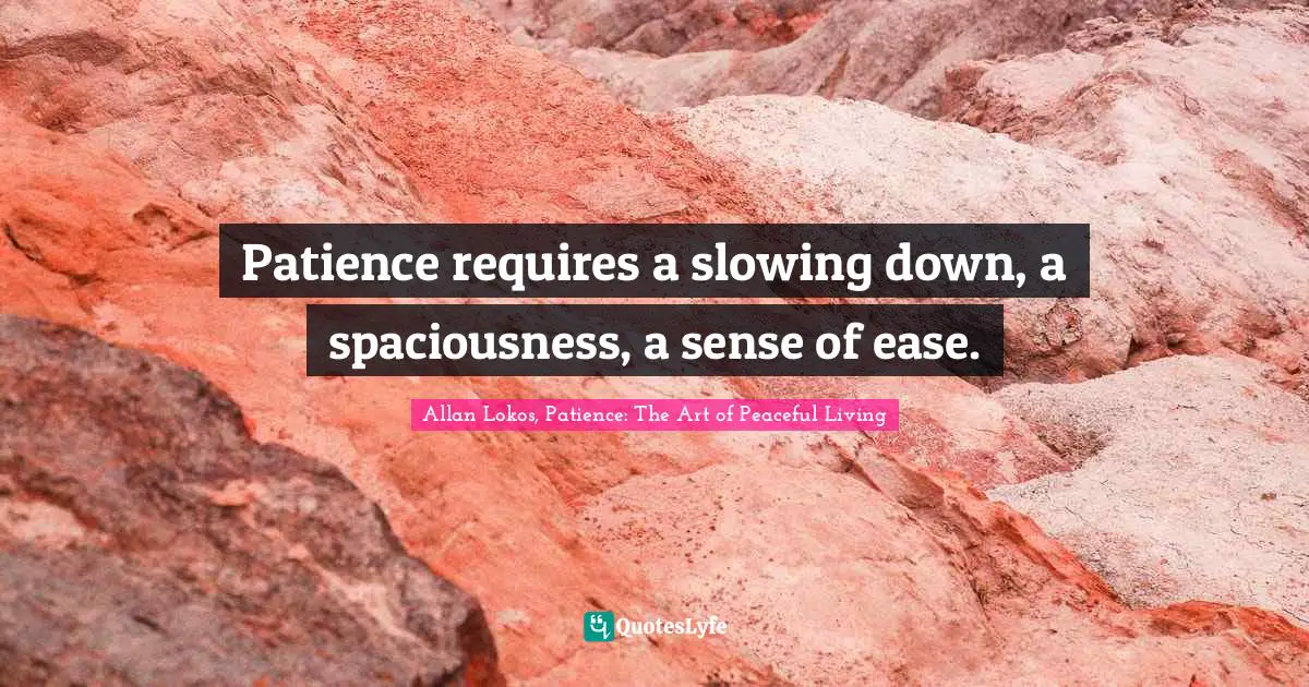 Patience requires a slowing down, a spaciousness, a sense of ease.