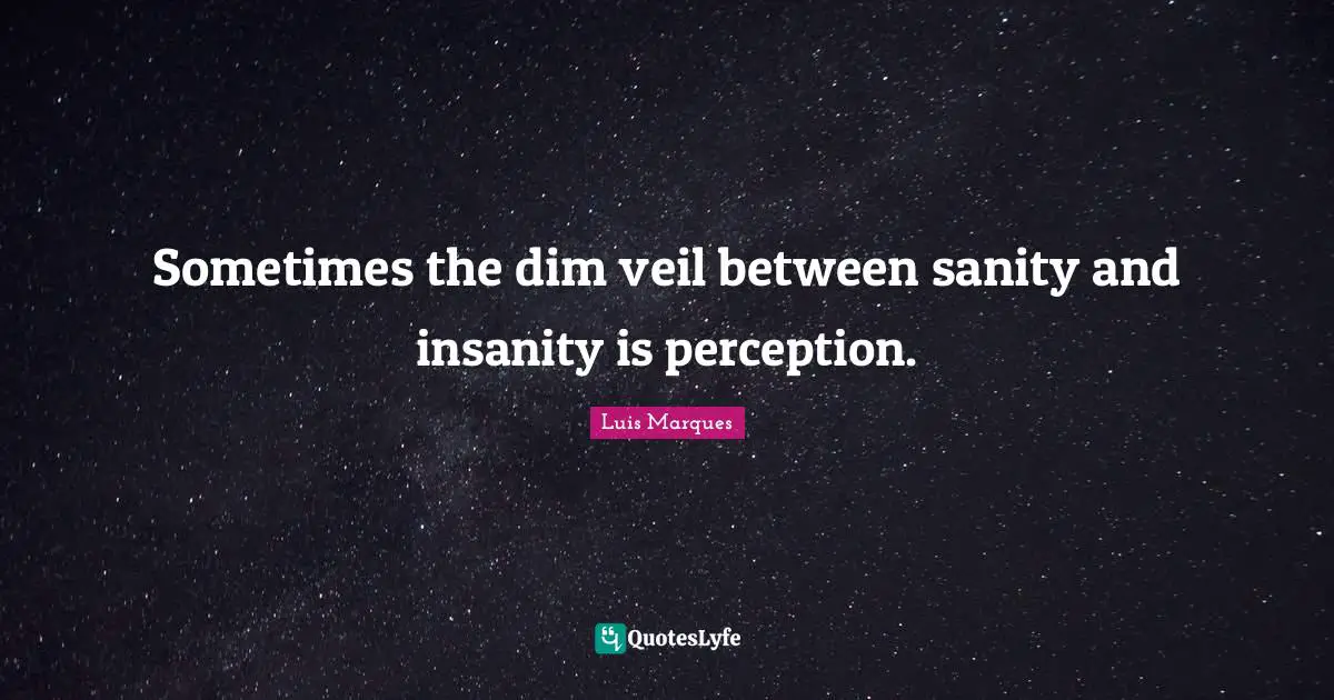 Sometimes the dim veil between sanity and insanity is perception.