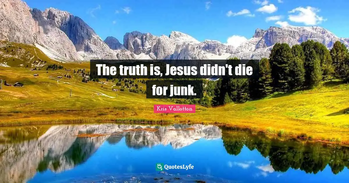 The truth is, Jesus didn't die for junk.