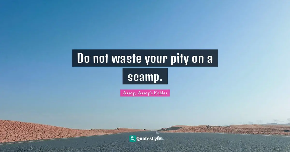 Do not waste your pity on a scamp.