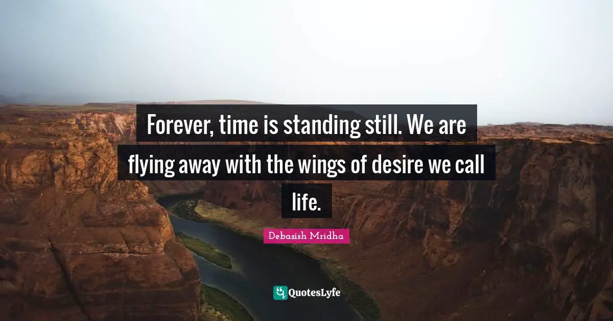 Forever, time is standing still. We are flying away with the wings of desire we call life.