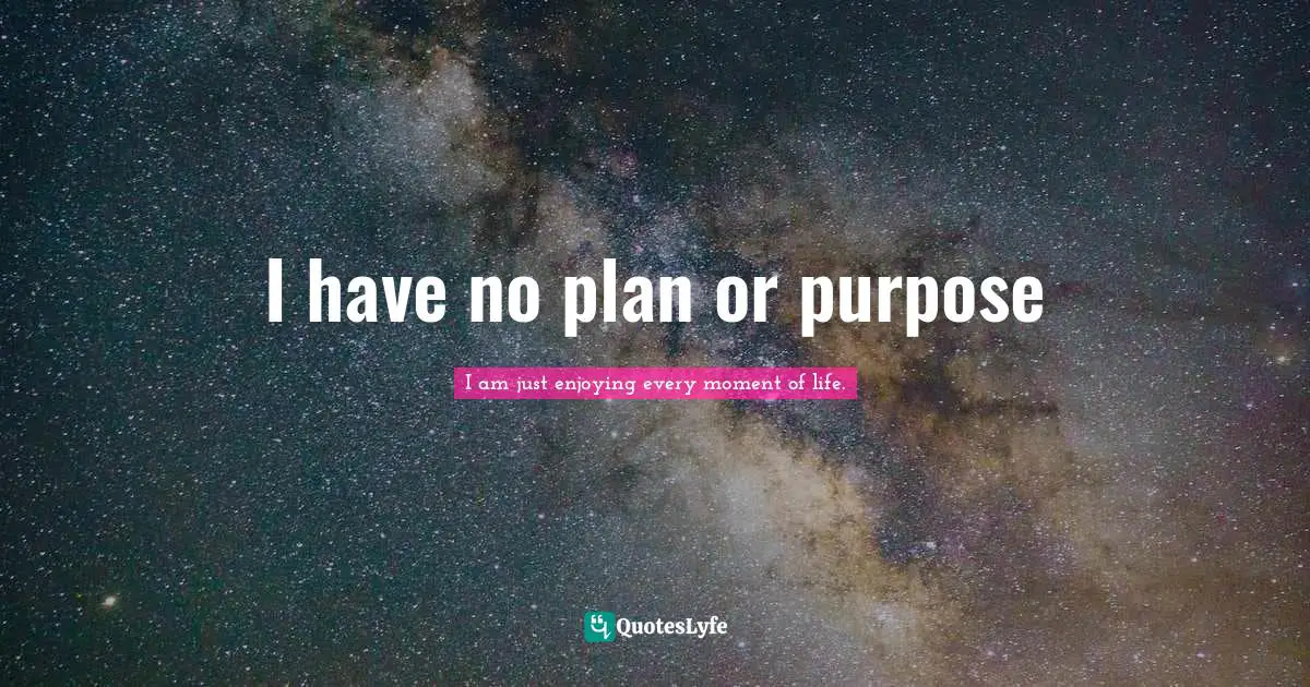 I have no plan or purpose