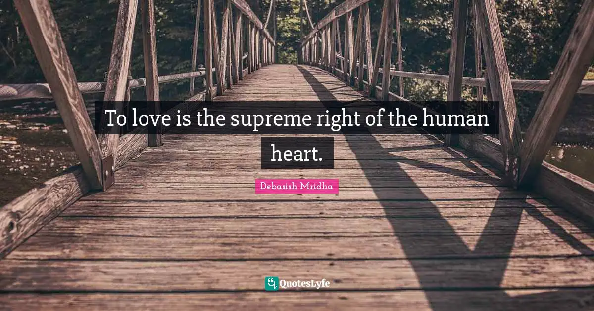To love is the supreme right of the human heart.