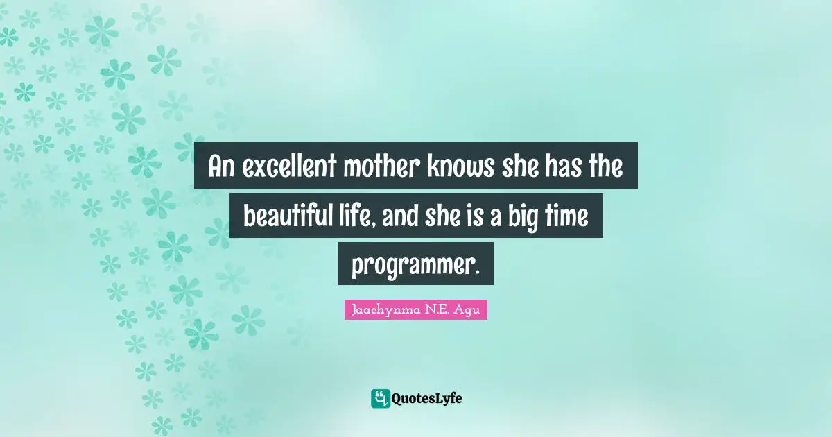 An excellent mother knows she has the beautiful life, and she is a big time programmer.