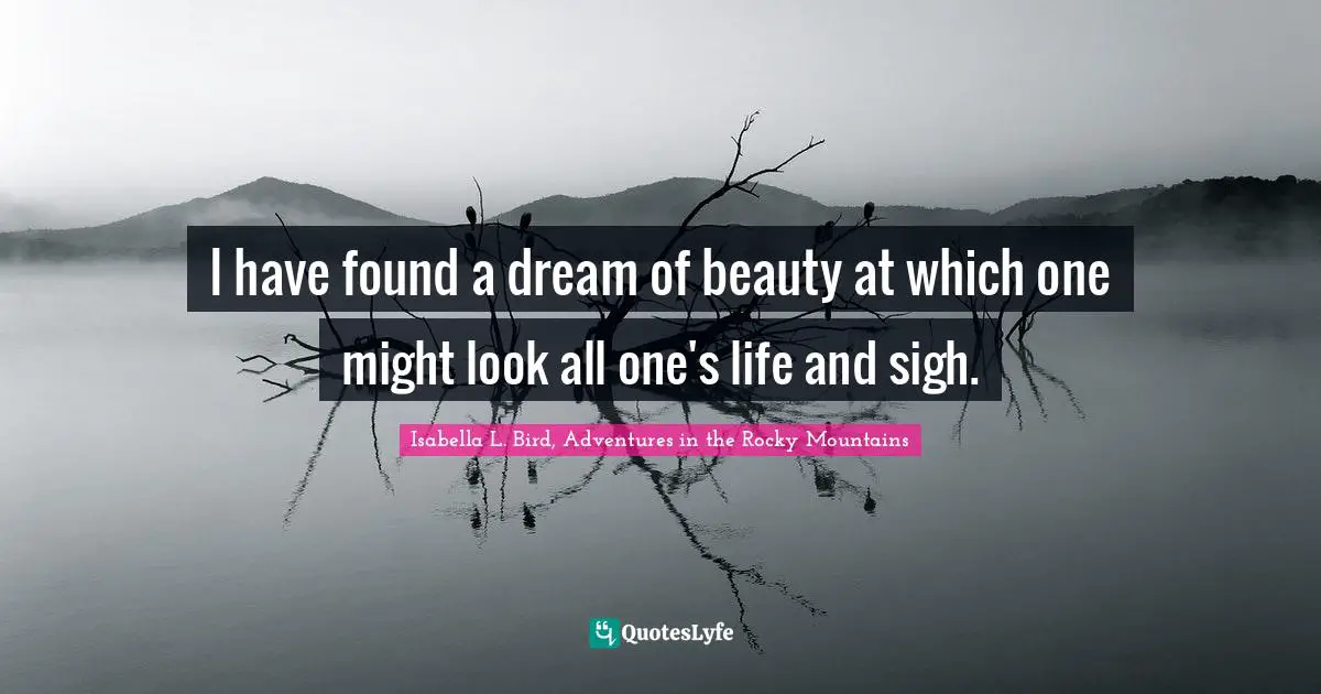 I have found a dream of beauty at which one might look all one's life and sigh.