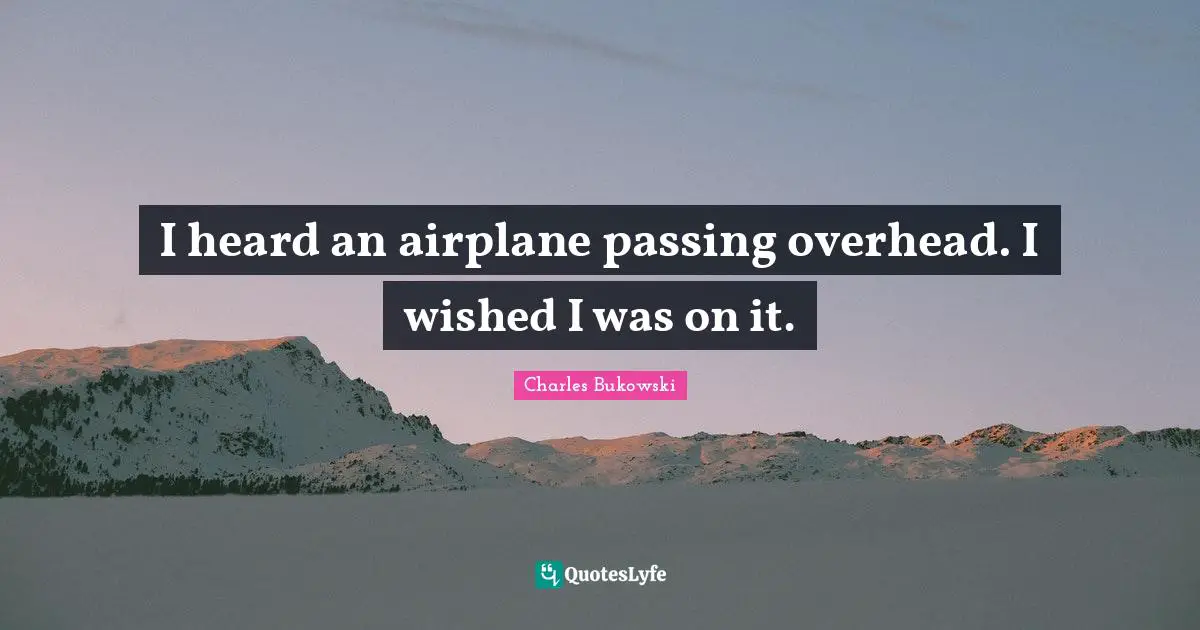 Wishes Quotes: "I heard an airplane passing overhead. I wished I was on it."