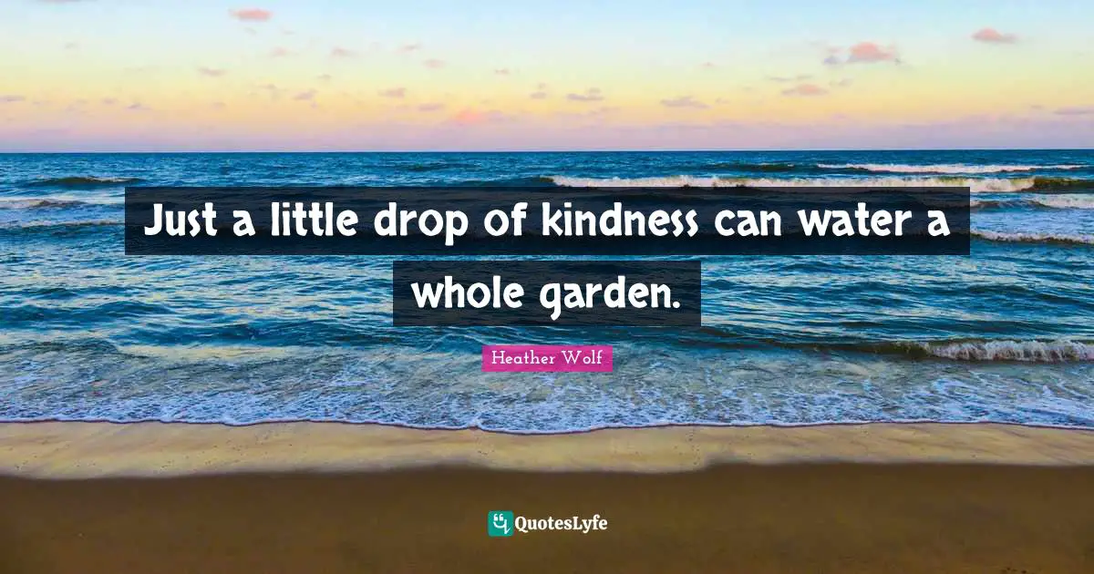 Just a little drop of kindness can water a whole garden.