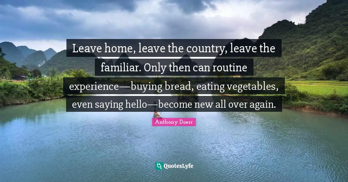 Leave home, leave the country, leave the familiar. Only then can routine experience—buying bread, eating vegetables, even saying hello—become new all over again.