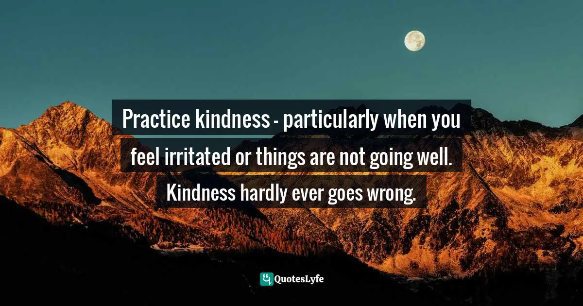 Practice kindness - particularly when you feel irritated or things are not going well. Kindness hardly ever goes wrong.