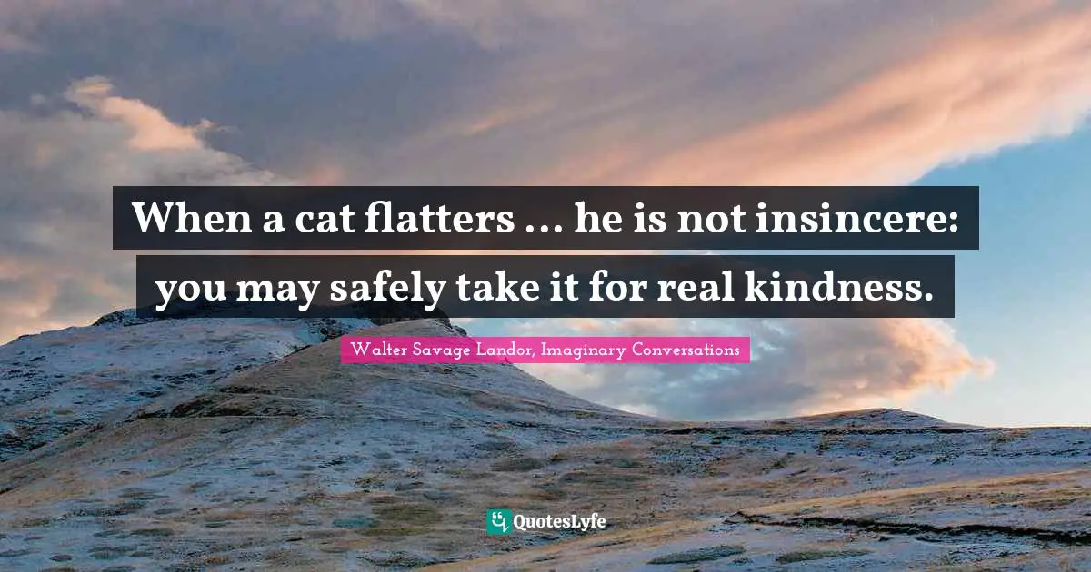 When a cat flatters ... he is not insincere: you may safely take it for real kindness.
