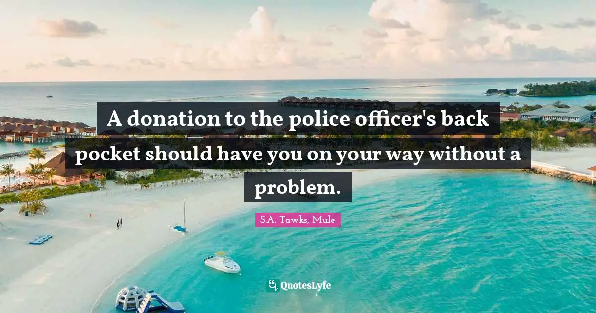 S.A. Tawks, Mule Quotes: "A donation to the police officer's back pocket should have you on your way without a problem."
