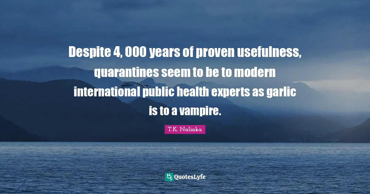 Despite 4, 000 years of proven usefulness, quarantines seem to be to modern international public health experts as garlic is to a vampire.