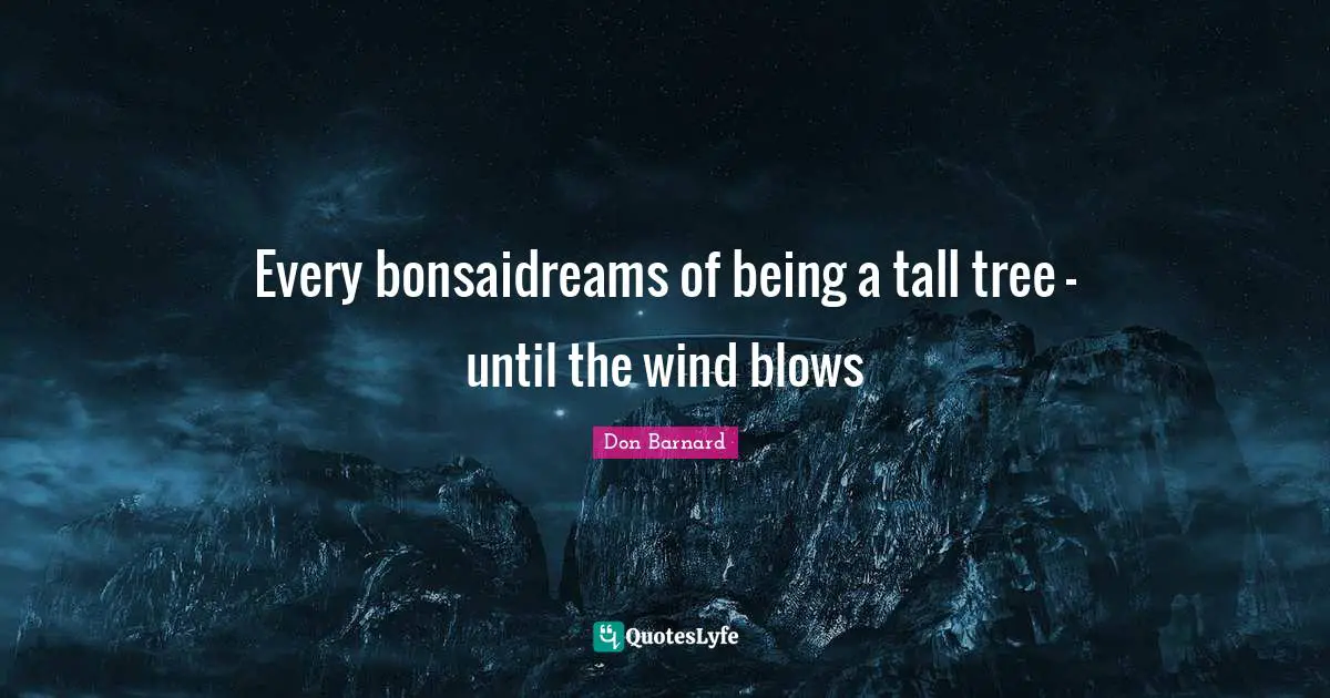 Every bonsaidreams of being a tall tree - until the wind blows