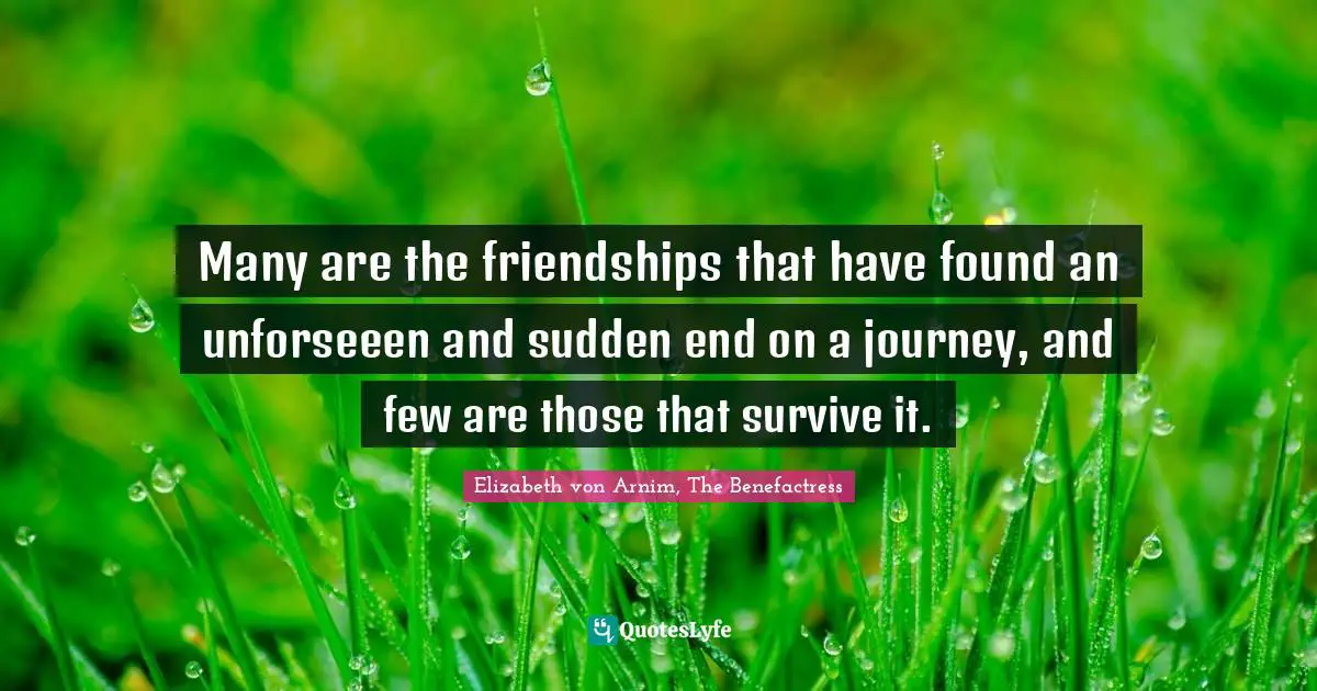 Many are the friendships that have found an unforseeen and sudden end on a journey, and few are those that survive it.