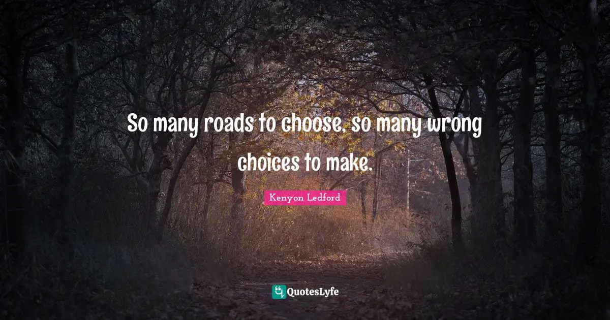So many roads to choose, so many wrong choices to make.