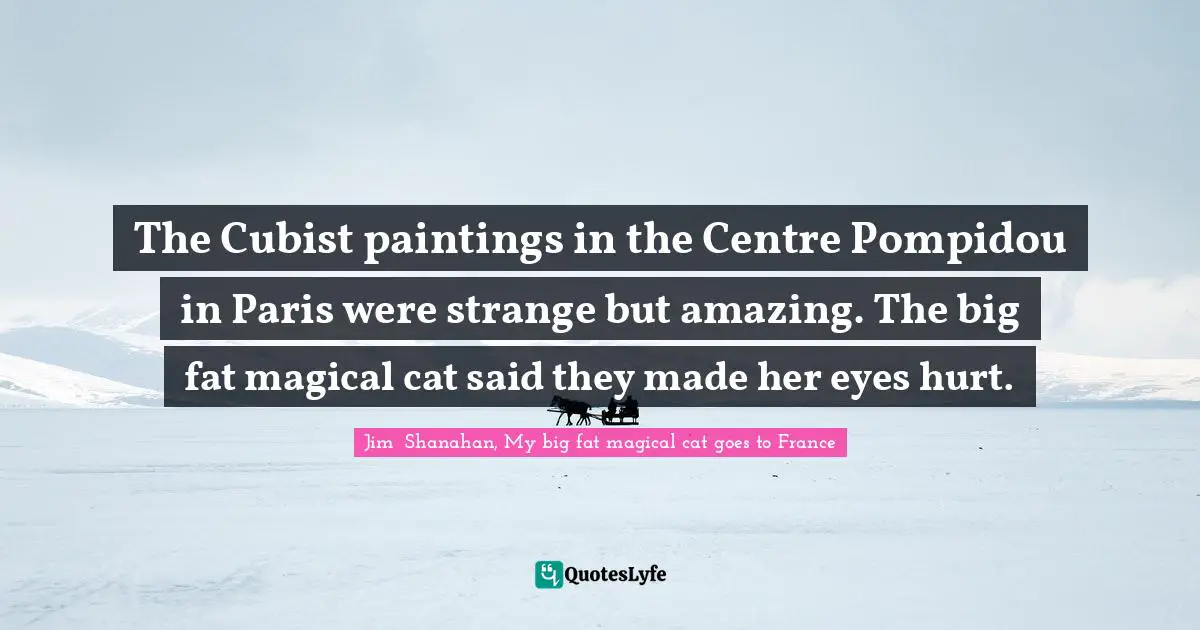 The Cubist paintings in the Centre Pompidou in Paris were strange but amazing. The big fat magical cat said they made her eyes hurt.