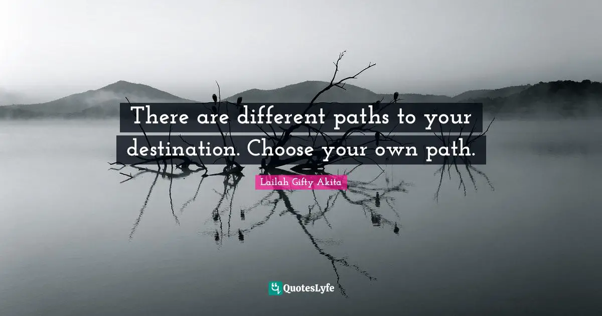 Journeys Quotes: "There are different paths to your destination. Choose your own path."