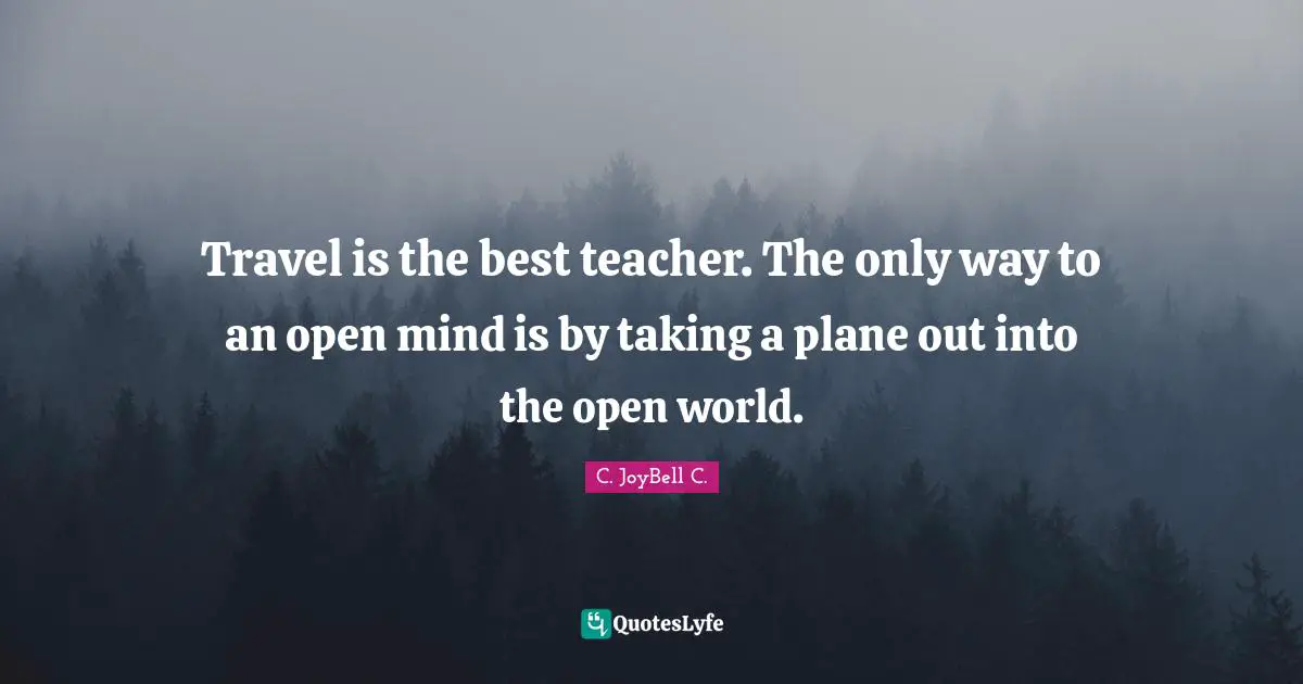 Travel is the best teacher. The only way to an open mind is by taking a plane out into the open world.