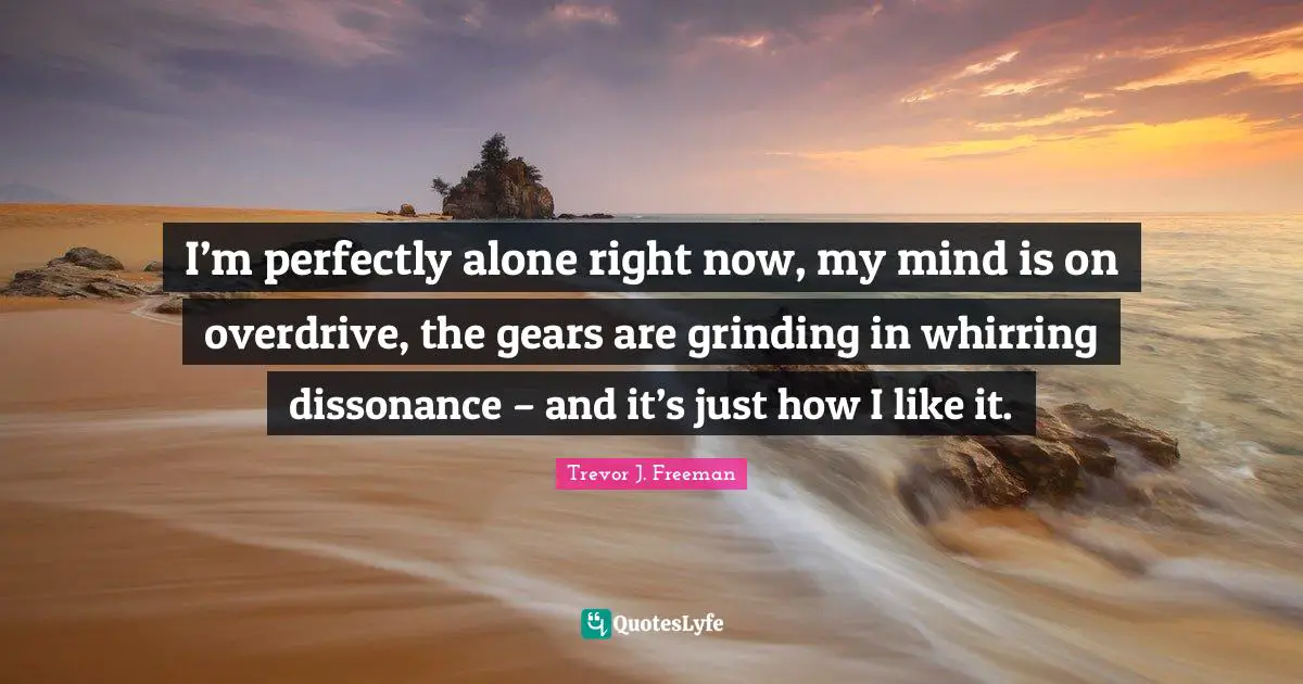 I’m perfectly alone right now, my mind is on overdrive, the gears are grinding in whirring dissonance – and it’s just how I like it.