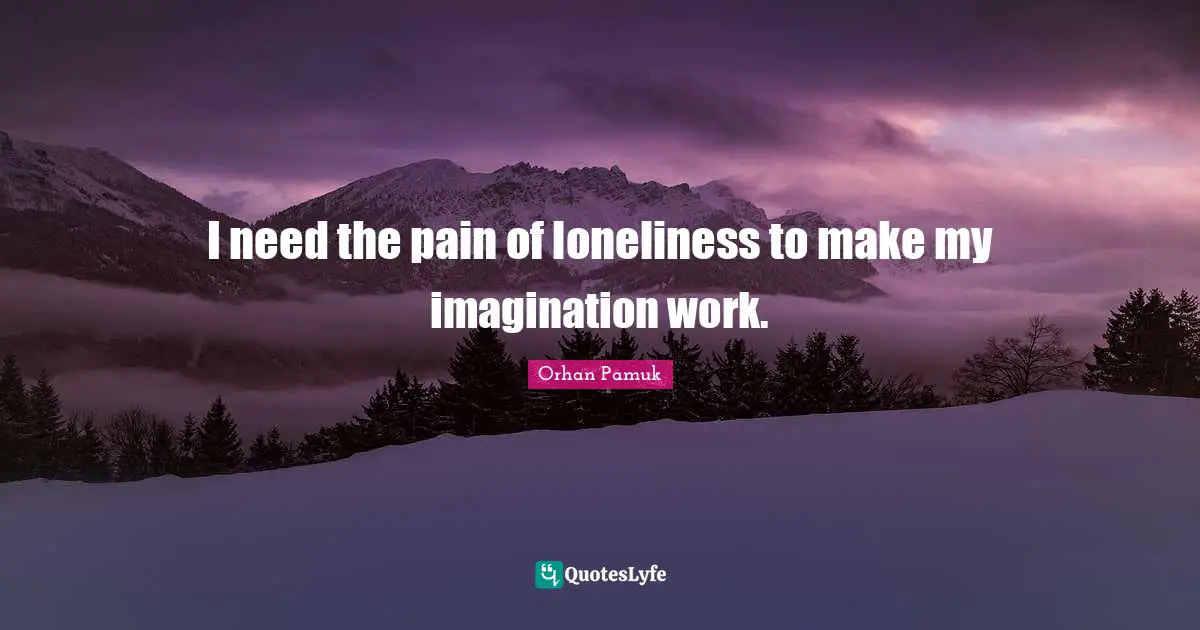 I need the pain of loneliness to make my imagination work.