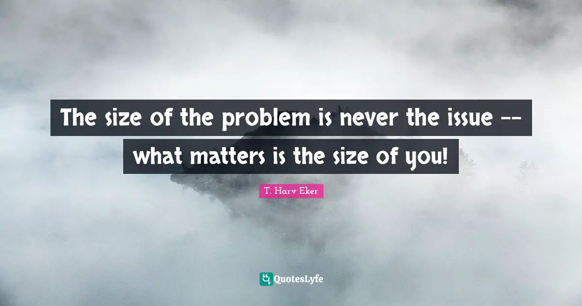 T. Harv Eker Quotes: "The size of the problem is never the issue -- what matters is the size of you!"