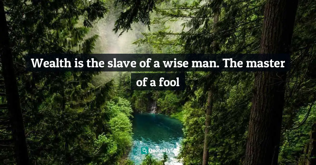 Wealth is the slave of a wise man. The master of a fool