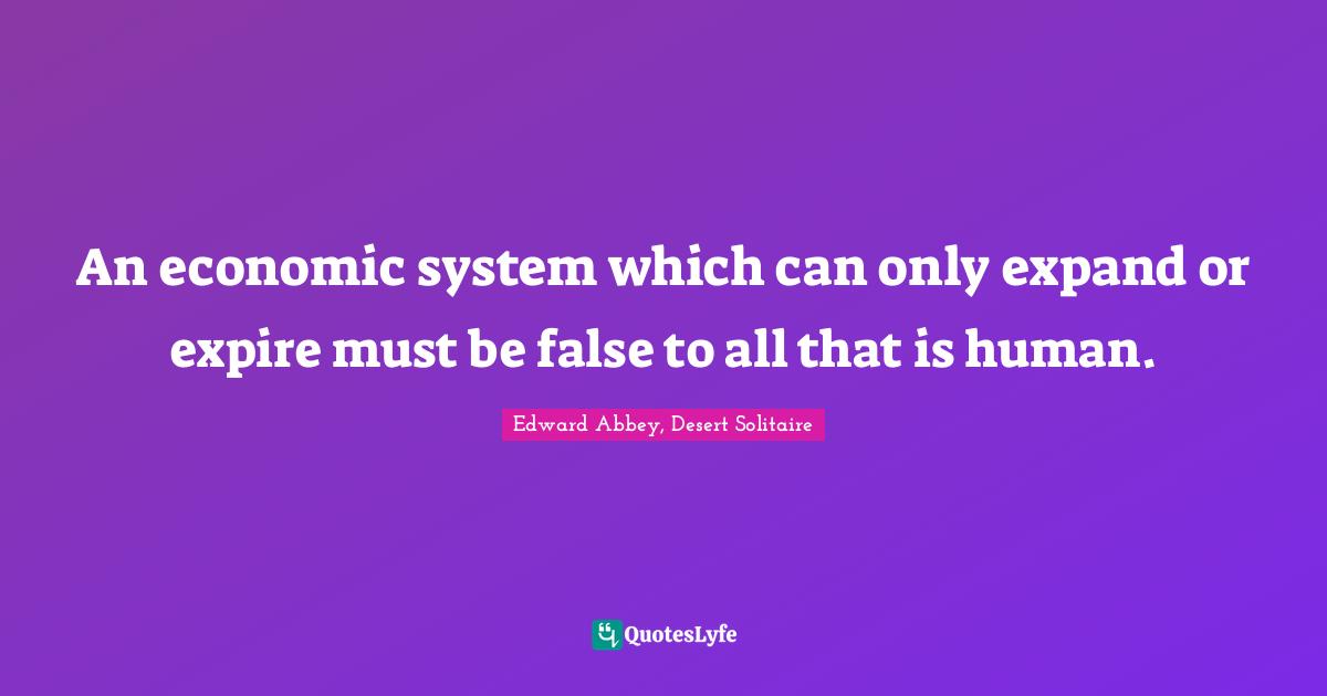 An economic system which can only expand or expire must be false to all that is human.