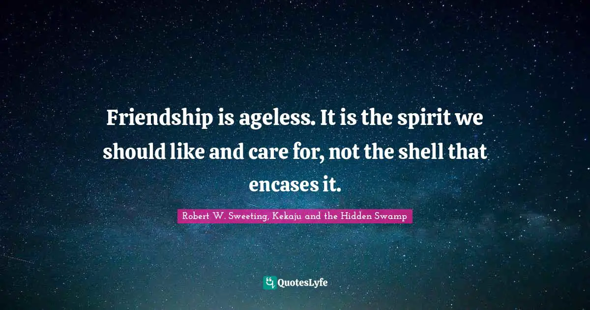 Friendship is ageless. It is the spirit we should like and care for, not the shell that encases it.