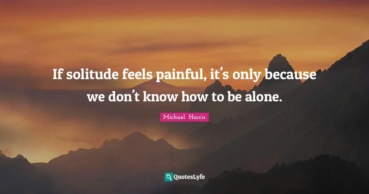 If solitude feels painful, it's only because we don't know how to be alone.