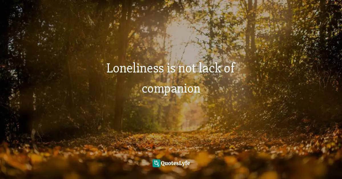 Loneliness is not lack of companion