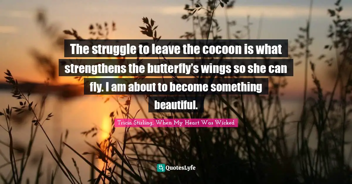 The struggle to leave the cocoon is what strengthens the butterfly’s wings so she can fly. I am about to become something beautiful.
