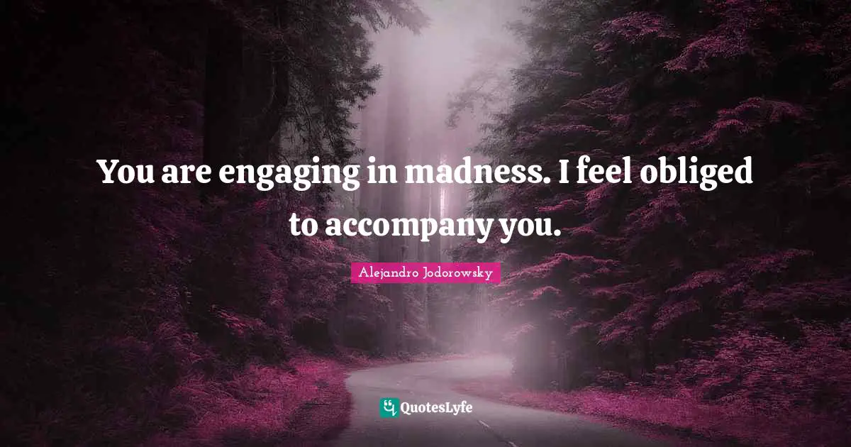 You are engaging in madness. I feel obliged to accompany you.