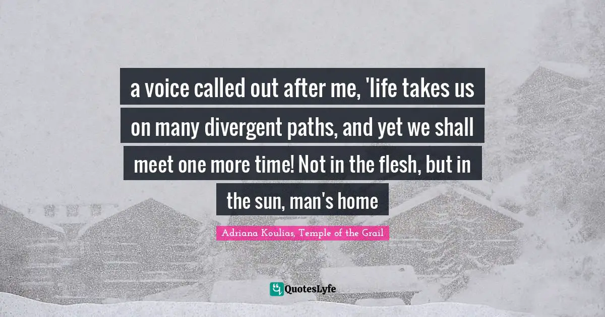 a voice called out after me, 'life takes us on many divergent paths, and yet we shall meet one more time! Not in the flesh, but in the sun, man's home