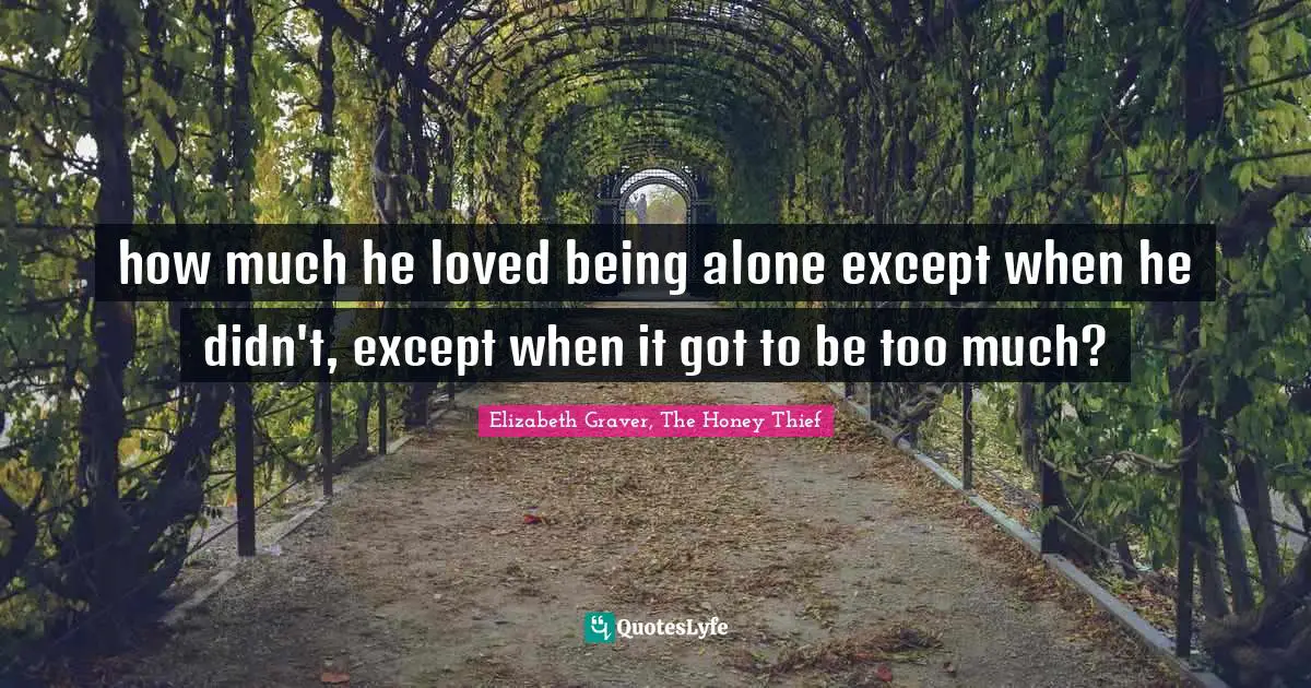 how much he loved being alone except when he didn't, except when it got to be too much?