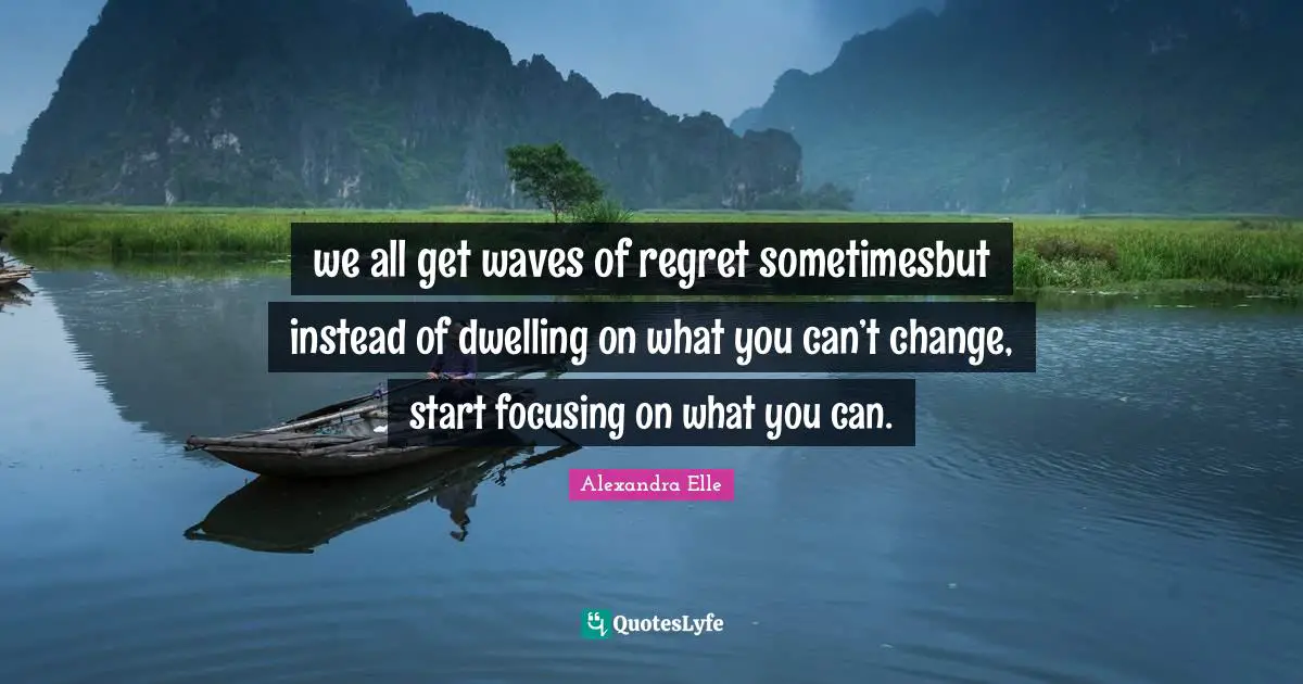 Alexandra Elle Quotes: "we all get waves of regret sometimesbut instead of dwelling on what you can’t change, start focusing on what you can."