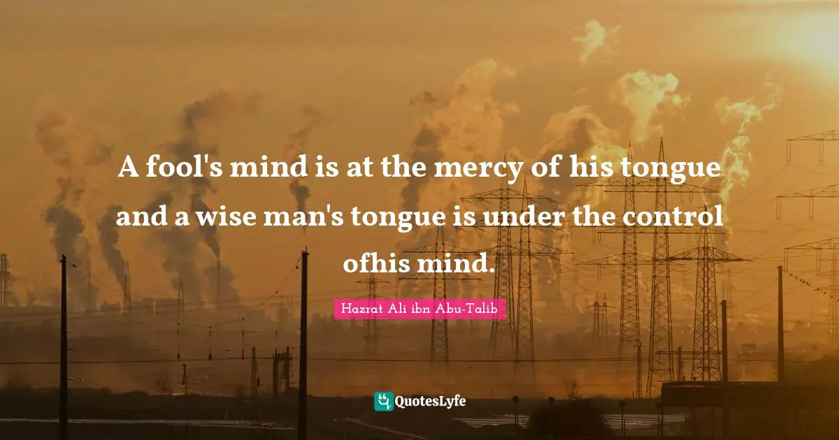 A fool's mind is at the mercy of his tongue and a wise man's tongue is under the control ofhis mind.