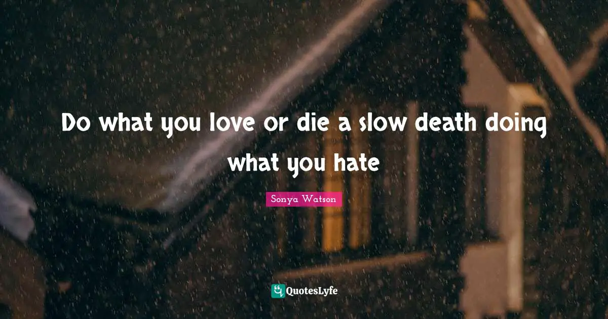 Do what you love or die a slow death doing what you hate